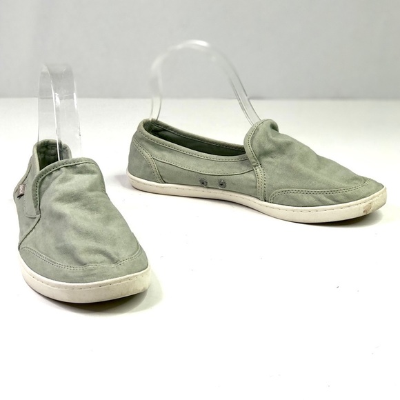Sanuk Pair O Dice canvas slip on sneakers pale sage green low profile 7.5 - Picture 10 of 10